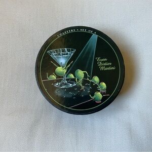 "EVEN DIRTIER MARTINI" Art Michael Godard Set of 6 Ceramic Coasters in Gift Box
